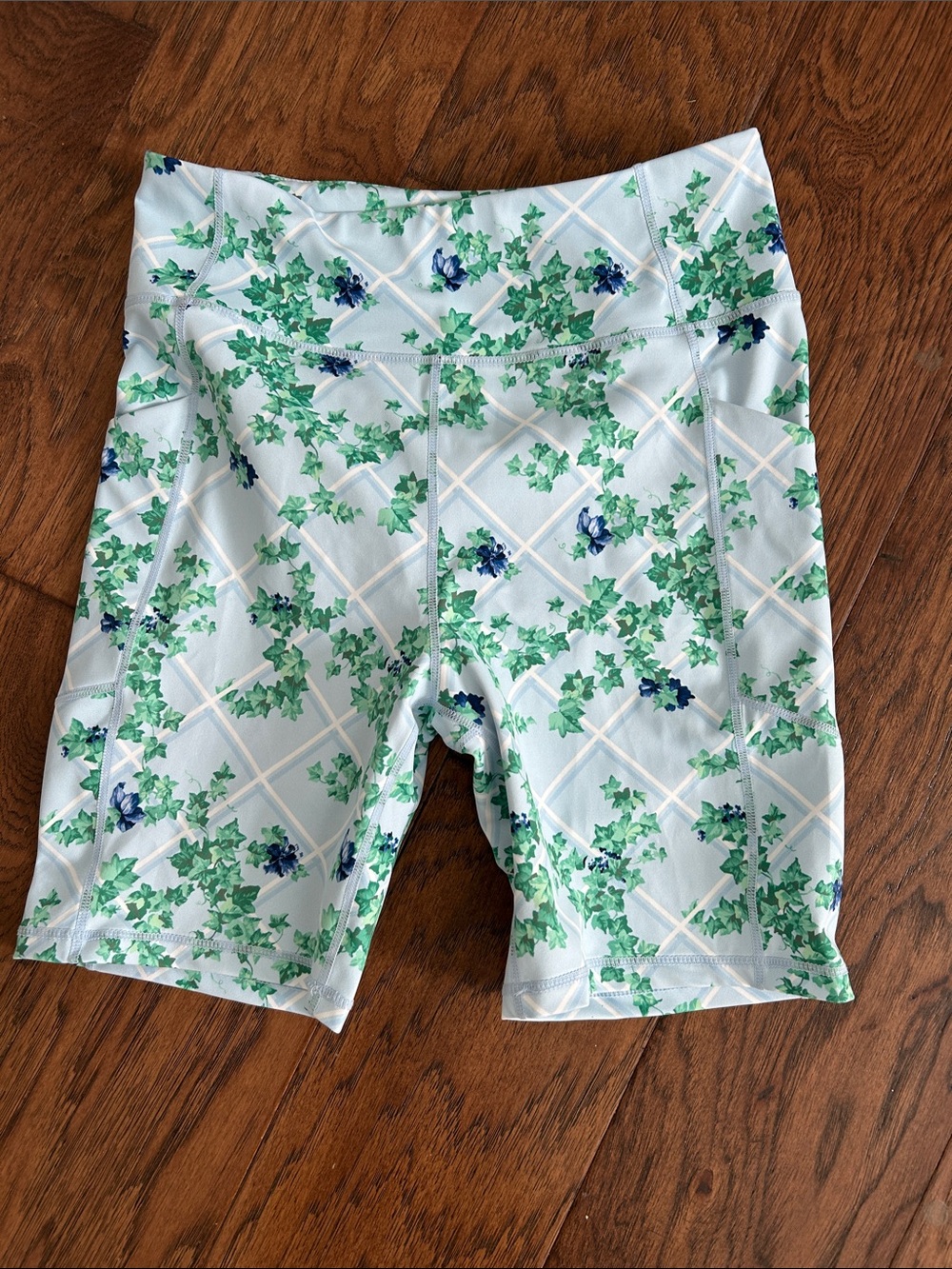 Tuckernuck Green & White Floral bike shorts